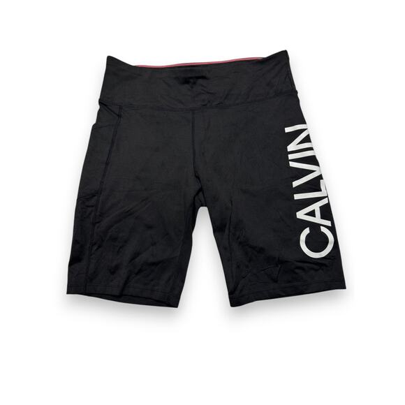 Calvin Klein Black/White Compression Athletic Shorts With Logo Women's Large - Picture 1 of 10